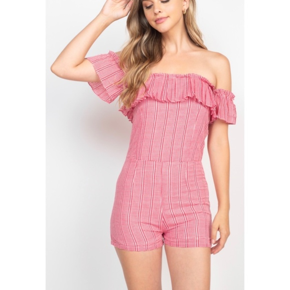 Red and White Romper